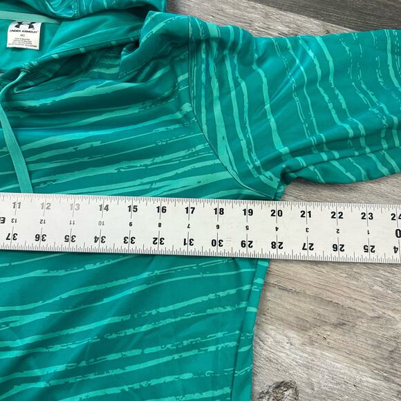 Under Armour Womens M Green‎ Striped Kangaroo Pocket Pullover Preppy Hoodie - Picture 3 of 8